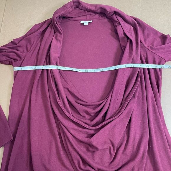 J. JILL PureJill M Twist Open Front Cardigan Wrap Top Burgundy Wine Red - Picture 5 of 11
